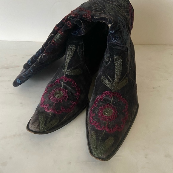 Velvet embroidered boots Artemis genuine leather size 39 - Picture 3 of 15